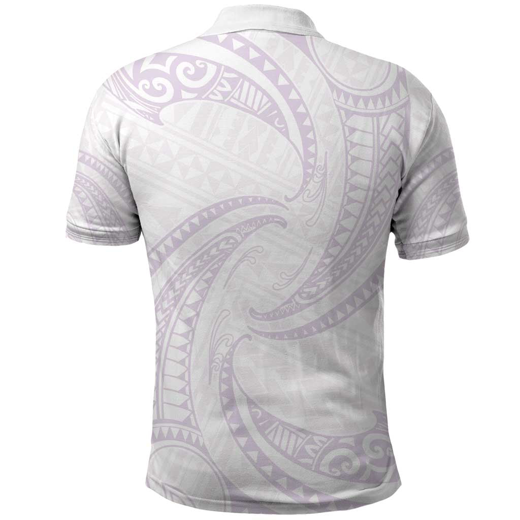 White Sunday Lotu Tamaiti Polo Shirt Polynesian Wave Pastel Mauve - Polynesian Pride