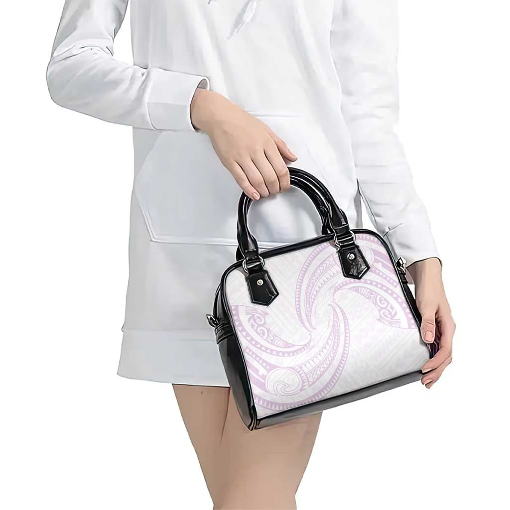 White Sunday Lotu Tamaiti Shoulder Handbag Polynesian Wave Pastel Mauve LT9 - Polynesian Pride