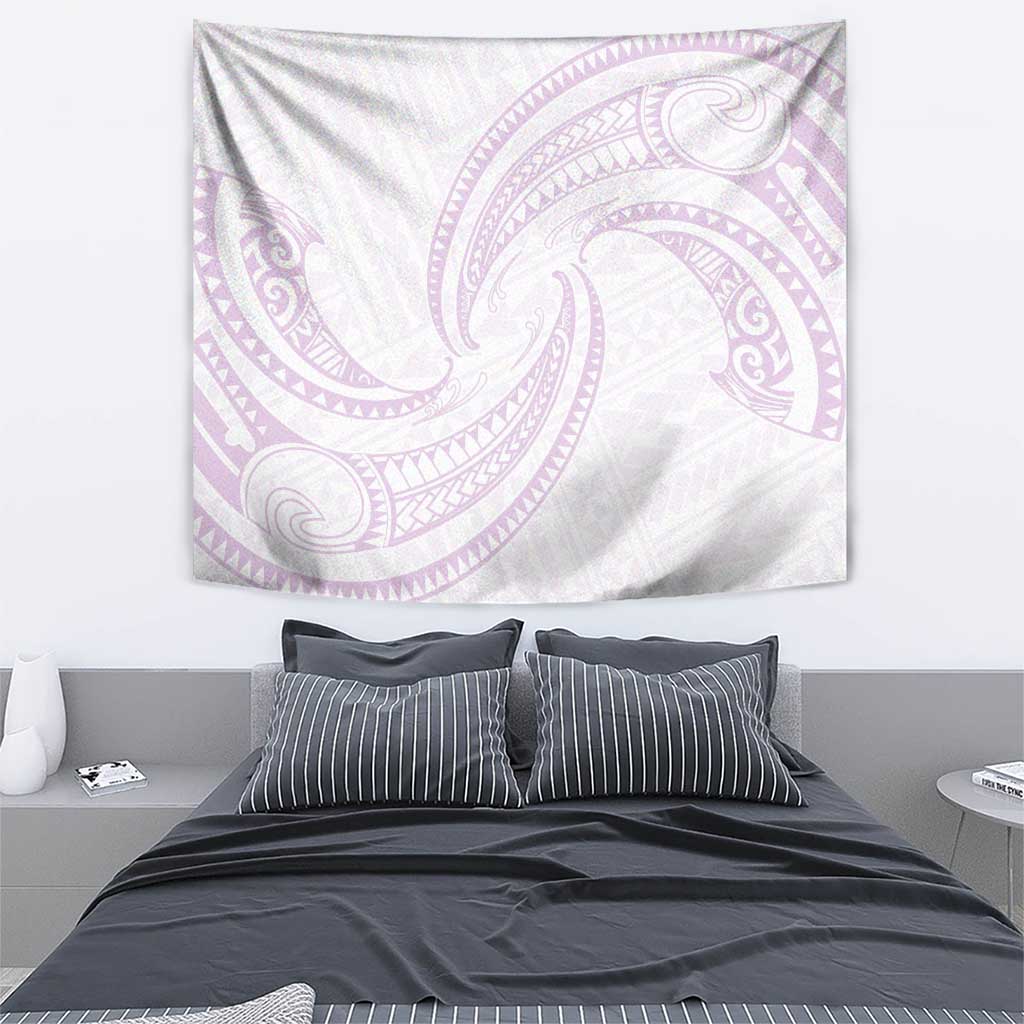 White Sunday Lotu Tamaiti Tapestry Polynesian Wave Pastel Mauve LT9 - Polynesian Pride