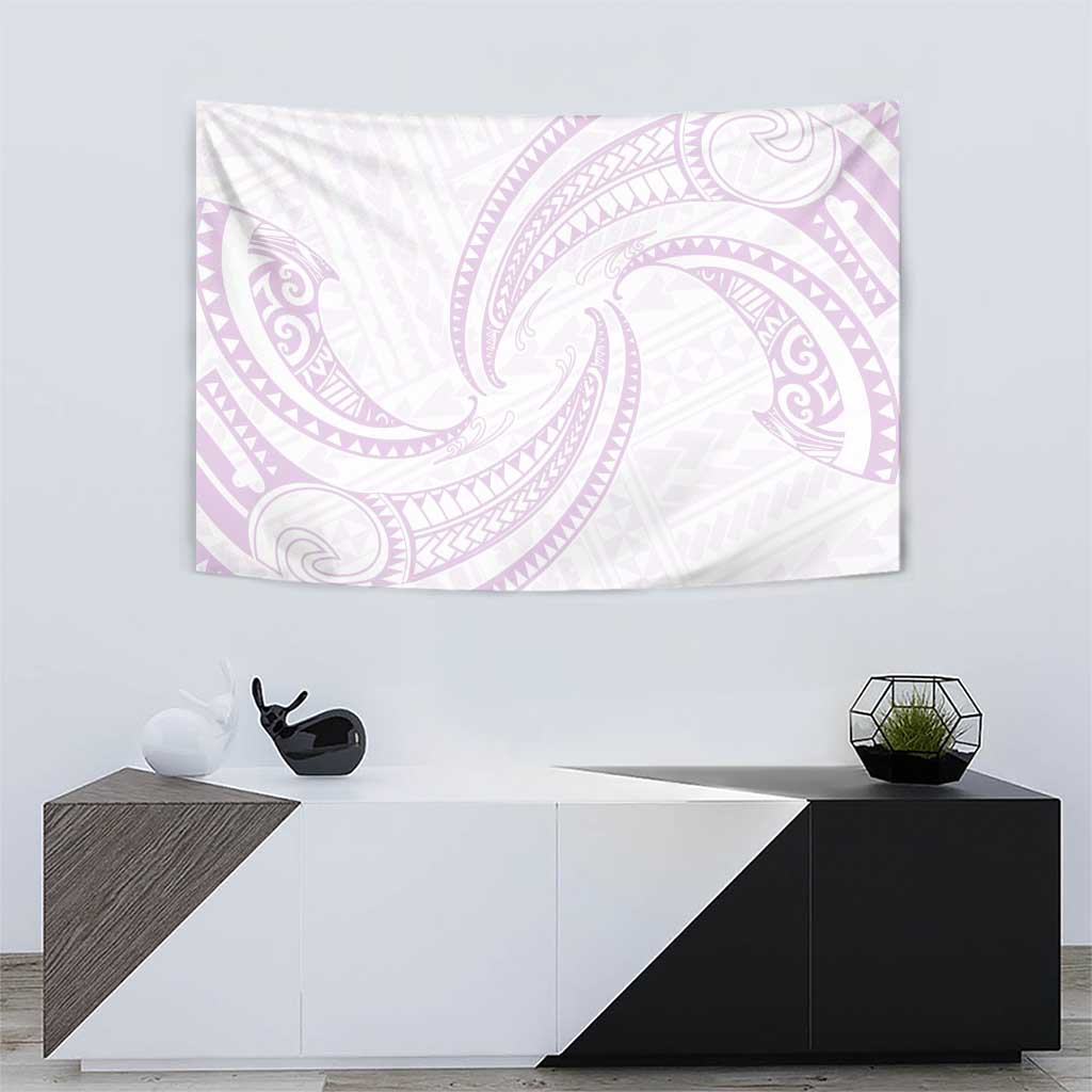 White Sunday Lotu Tamaiti Tapestry Polynesian Wave Pastel Mauve LT9 - Polynesian Pride