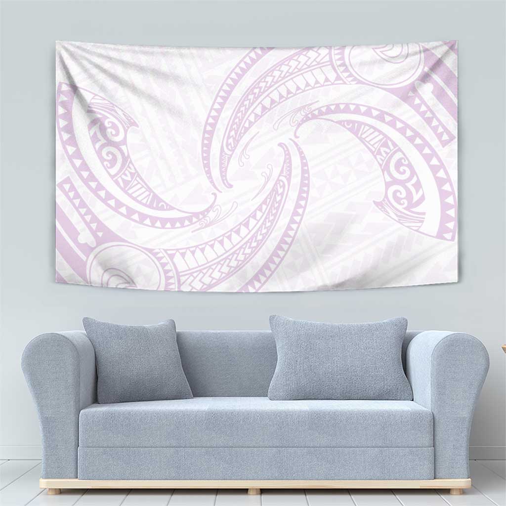White Sunday Lotu Tamaiti Tapestry Polynesian Wave Pastel Mauve LT9 - Polynesian Pride