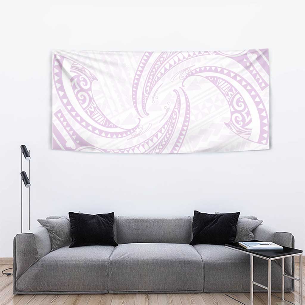 White Sunday Lotu Tamaiti Tapestry Polynesian Wave Pastel Mauve LT9 - Polynesian Pride