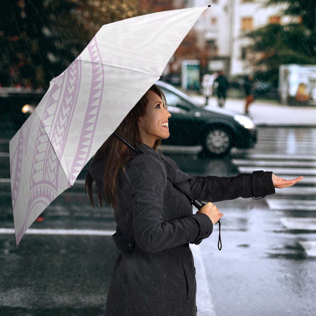 White Sunday Lotu Tamaiti Umbrella Polynesian Wave Pastel Mauve - Polynesian Pride