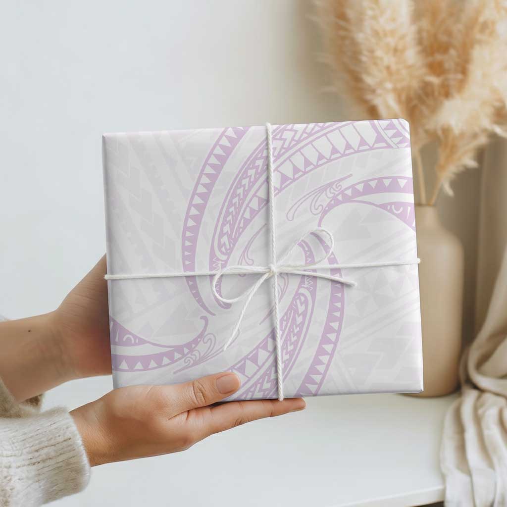 White Sunday Lotu Tamaiti Wrapping Paper Polynesian Wave Pastel Mauve - Polynesian Pride