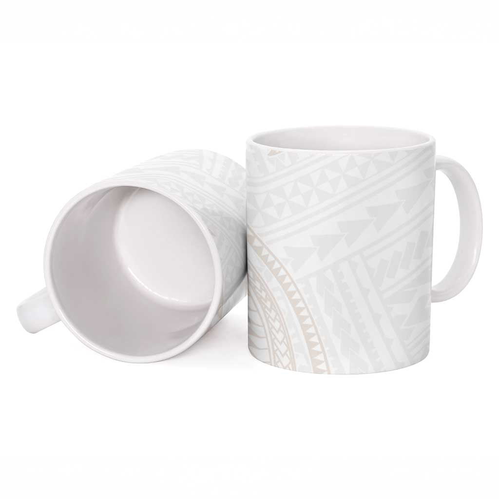 White Sunday Lotu Tamaiti Ceramic Mug Polynesian Wave Pastel Nude - Polynesian Pride