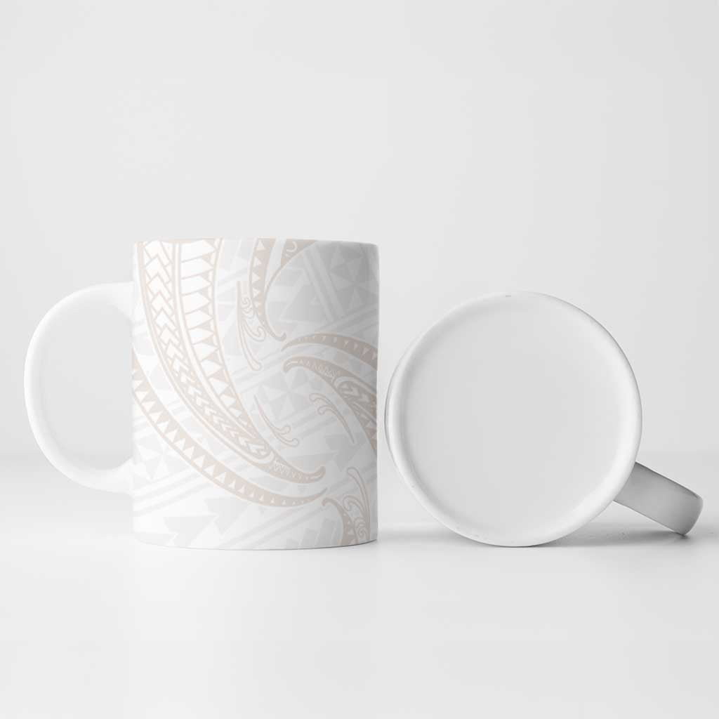 White Sunday Lotu Tamaiti Ceramic Mug Polynesian Wave Pastel Nude - Polynesian Pride