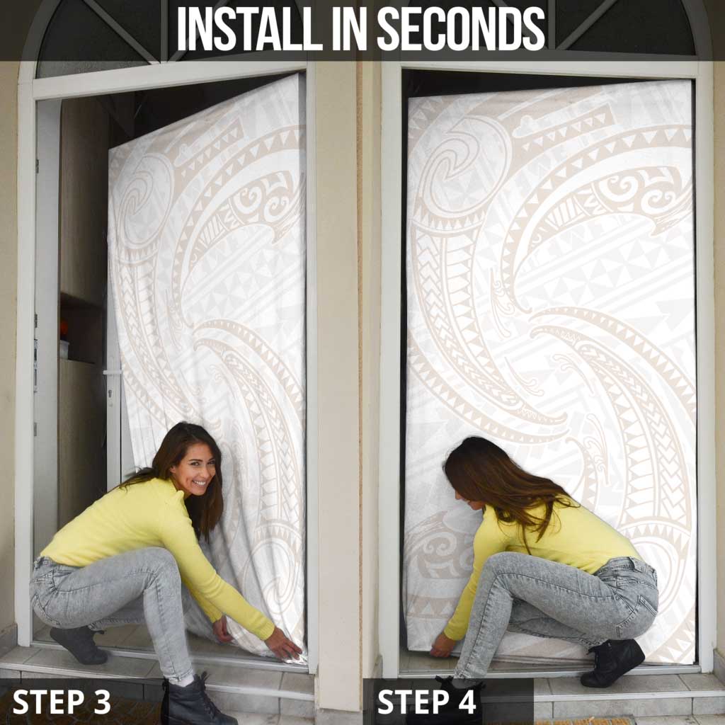 White Sunday Lotu Tamaiti Door Cover Polynesian Wave Pastel Nude LT9 - Polynesian Pride