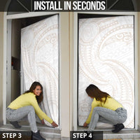 White Sunday Lotu Tamaiti Door Cover Polynesian Wave Pastel Nude LT9 - Polynesian Pride