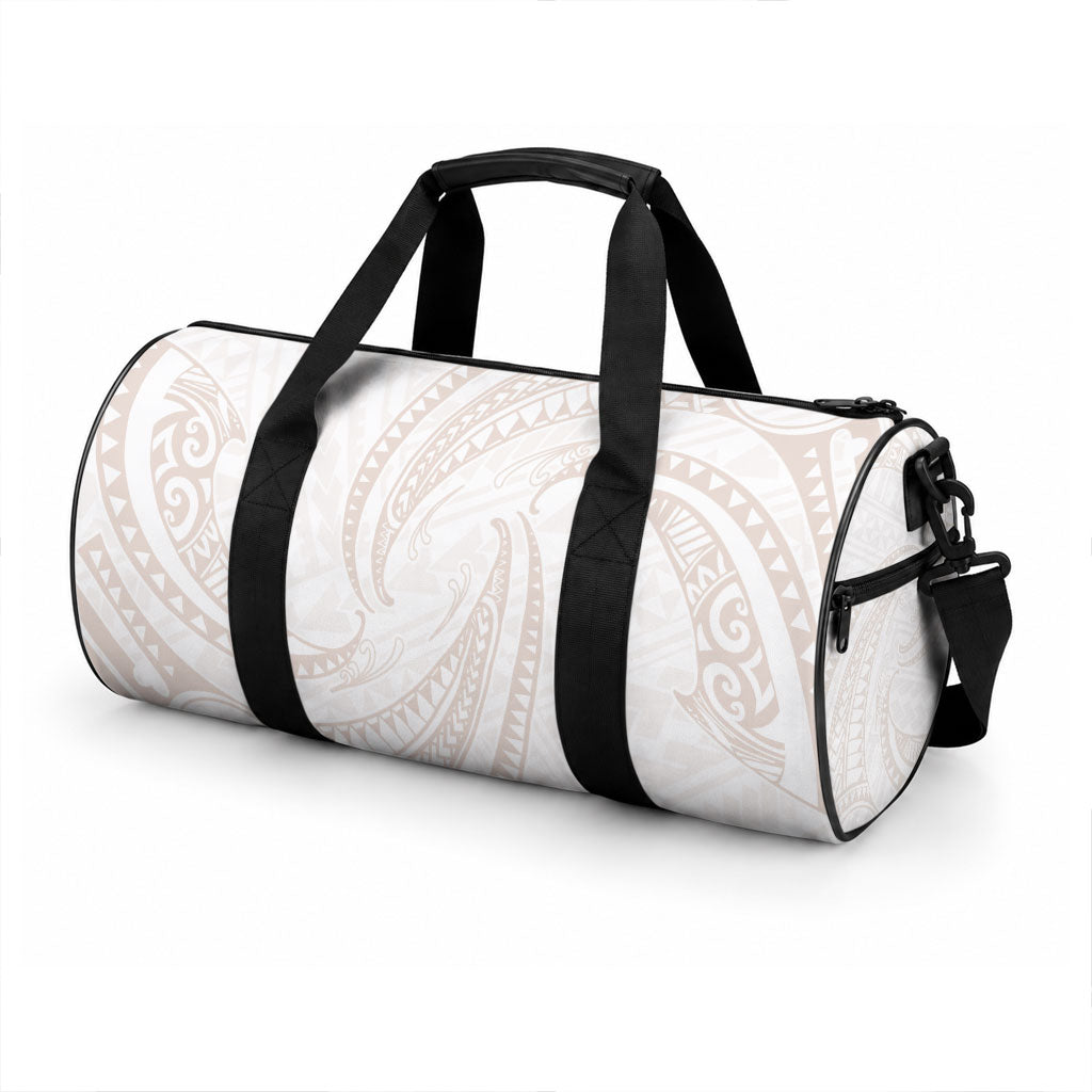 White Sunday Lotu Tamaiti Duffle Bag Polynesian Wave Pastel Nude