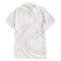White Sunday Lotu Tamaiti Family Matching Off The Shoulder Long Sleeve Dress and Hawaiian Shirt Polynesian Wave Pastel Nude LT9 - Polynesian Pride