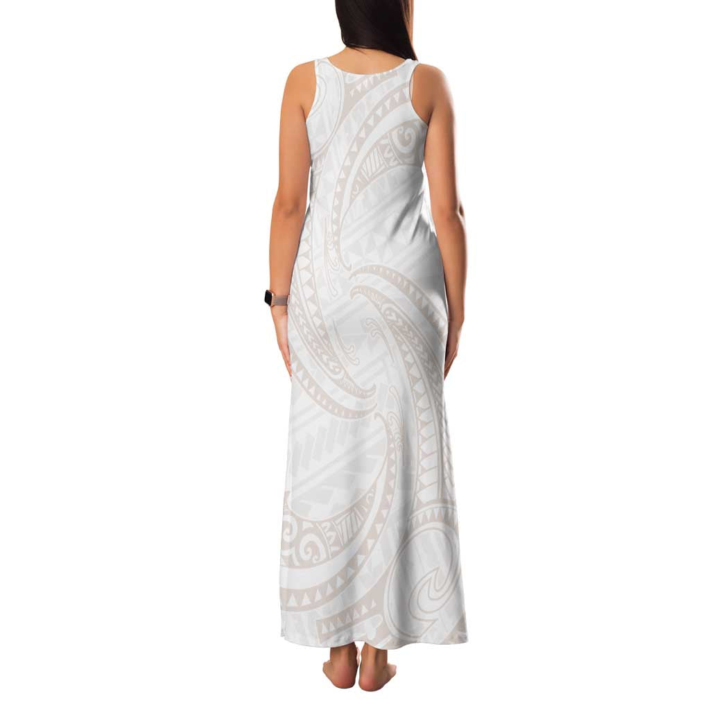 White Sunday Lotu Tamaiti Family Matching Tank Maxi Dress and Hawaiian Shirt Polynesian Wave Pastel Nude LT9 - Polynesian Pride