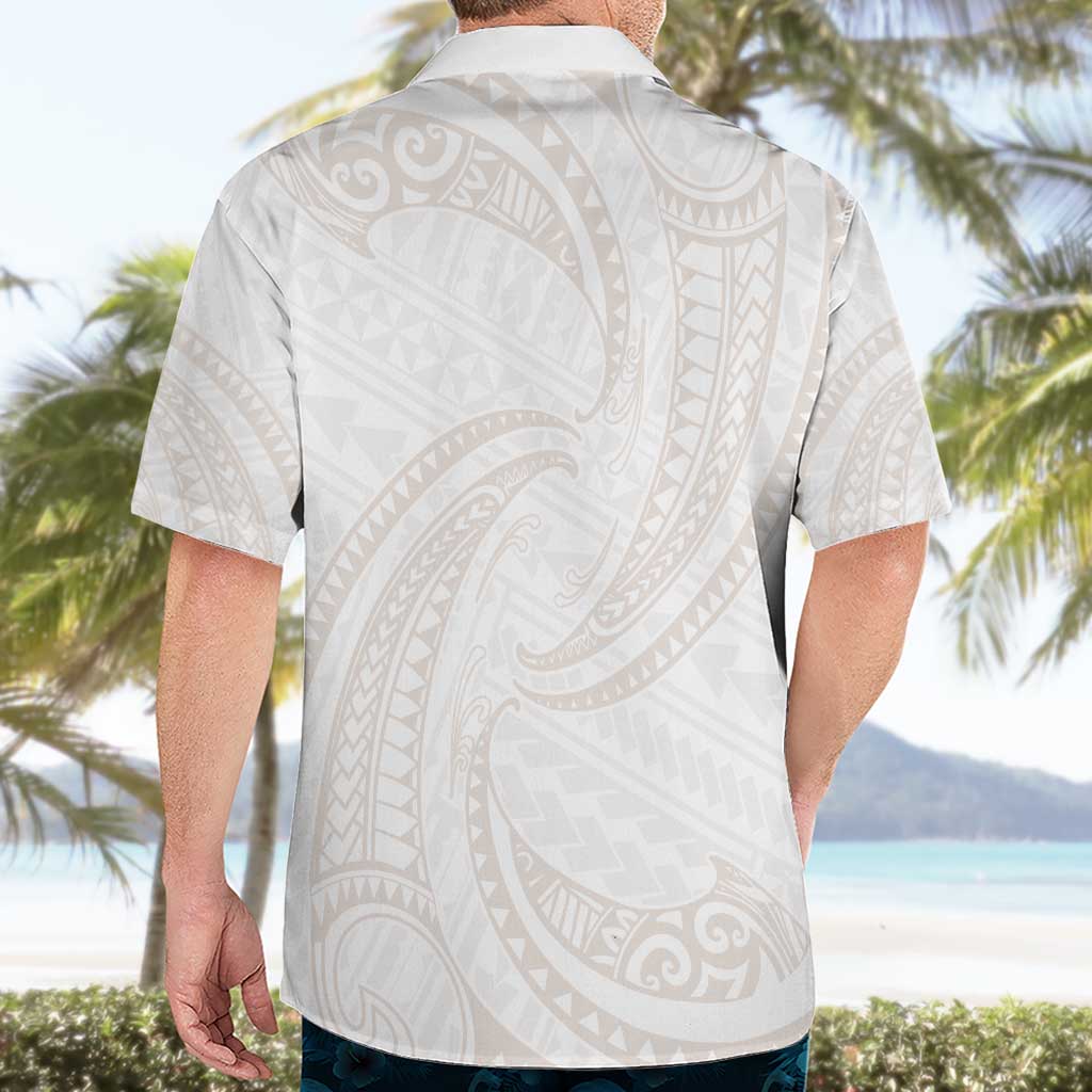 White Sunday Lotu Tamaiti Hawaiian Shirt Polynesian Wave Pastel Nude - Polynesian Pride