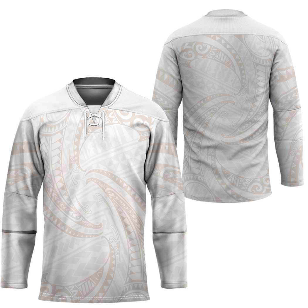 White Sunday Lotu Tamaiti Hockey Jersey Polynesian Wave Pastel Nude - Polynesian Pride