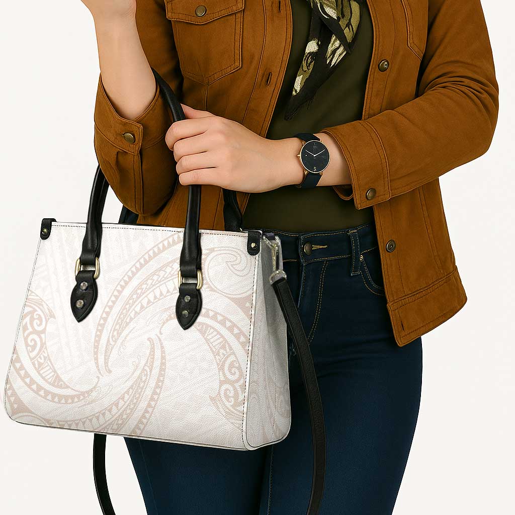 White Sunday Lotu Tamaiti Leather Bag Polynesian Wave Pastel Nude LT9 - Polynesian Pride