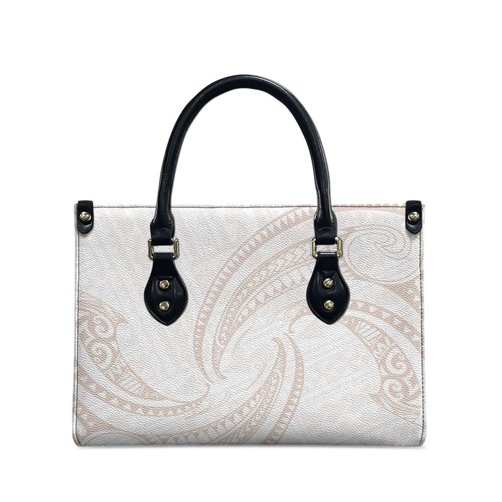 White Sunday Lotu Tamaiti Leather Bag Polynesian Wave Pastel Nude LT9 - Polynesian Pride