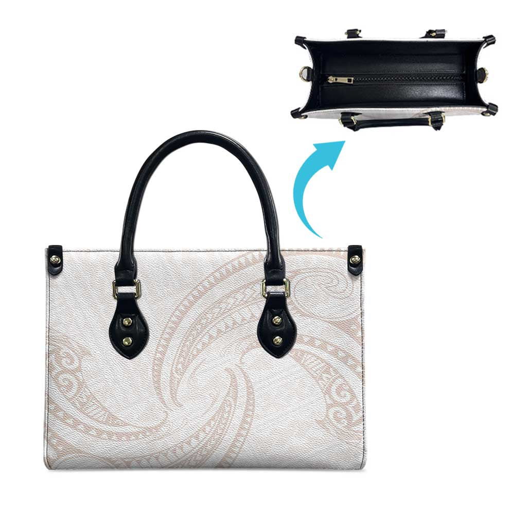 White Sunday Lotu Tamaiti Leather Bag Polynesian Wave Pastel Nude LT9 - Polynesian Pride