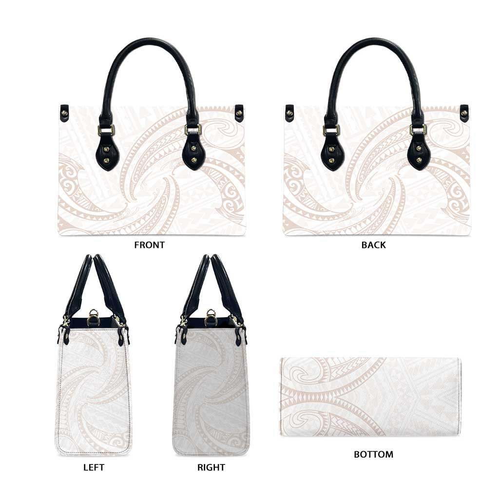 White Sunday Lotu Tamaiti Leather Bag Polynesian Wave Pastel Nude LT9 - Polynesian Pride