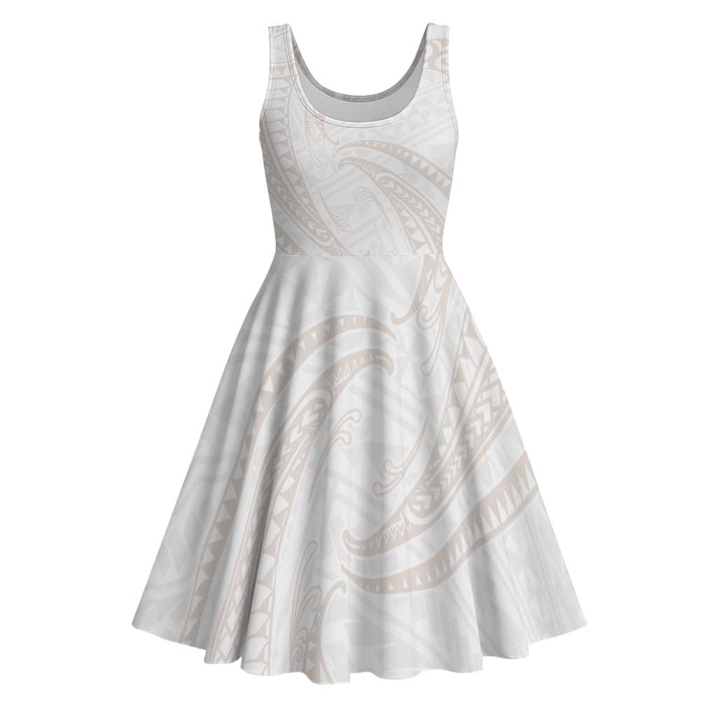 White Sunday Lotu Tamaiti Midi Dress Polynesian Wave Pastel Nude LT9 Nude - Polynesian Pride