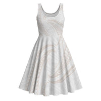 White Sunday Lotu Tamaiti Midi Dress Polynesian Wave Pastel Nude LT9 Nude - Polynesian Pride