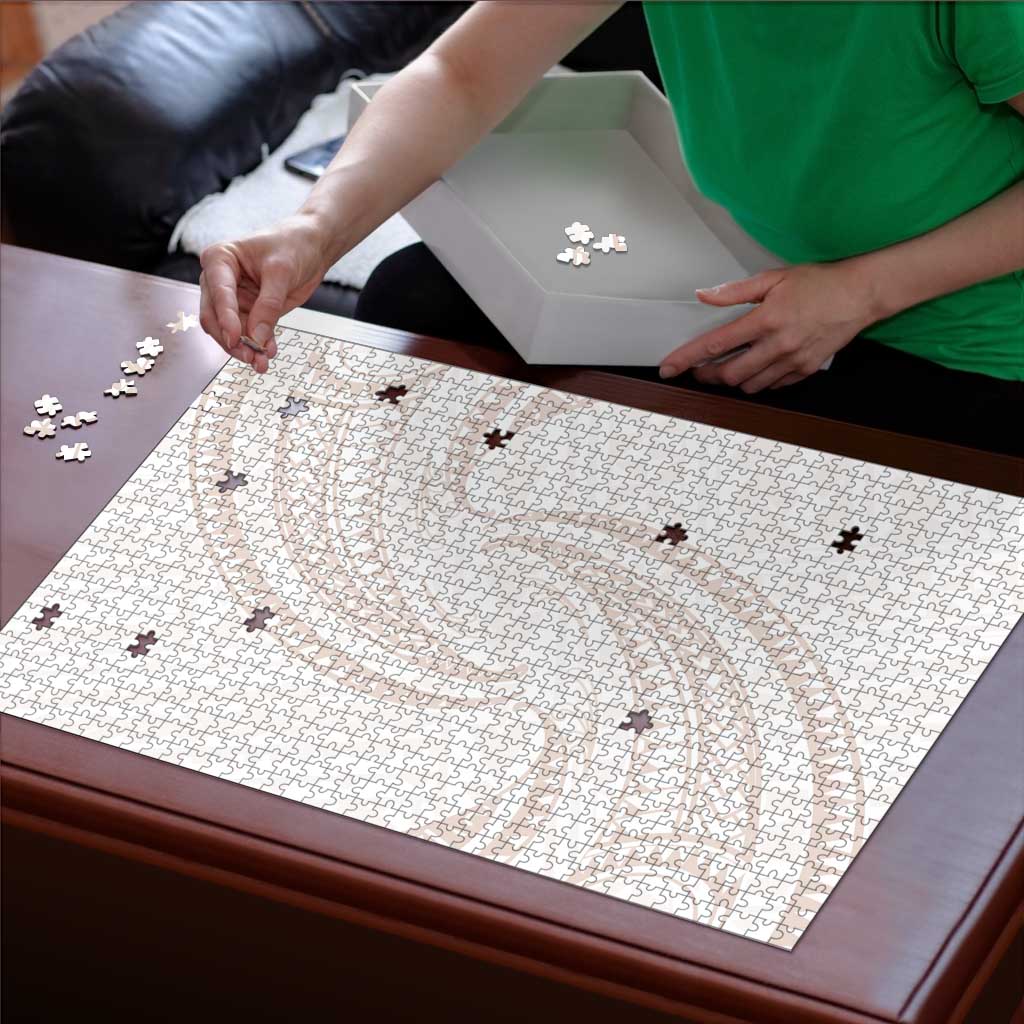 White Sunday Lotu Tamaiti Puzzle Polynesian Wave Pastel Nude - Polynesian Pride