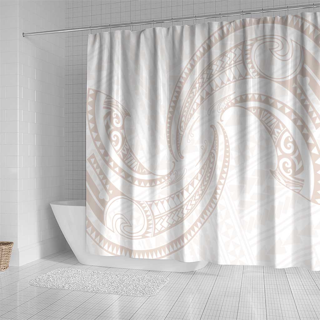 White Sunday Lotu Tamaiti Shower Curtain Polynesian Wave Pastel Nude - Polynesian Pride