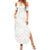 White Sunday Lotu Tamaiti Summer Maxi Dress Polynesian Wave Pastel Nude - Polynesian Pride
