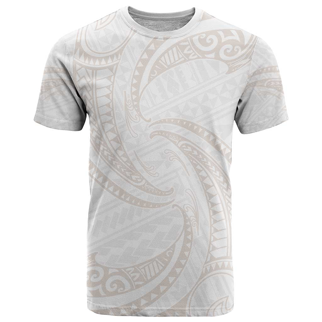 White Sunday Lotu Tamaiti T Shirt Polynesian Wave Pastel Nude - Polynesian Pride