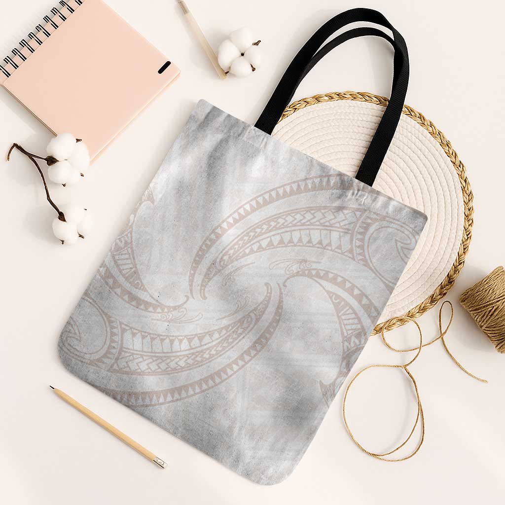 White Sunday Lotu Tamaiti Tote Bag Polynesian Wave Pastel Nude - Polynesian Pride