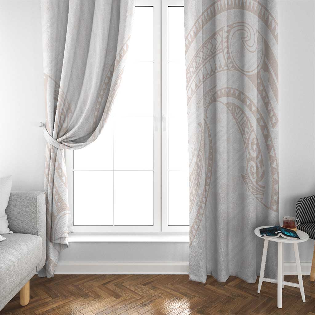 White Sunday Lotu Tamaiti Window Curtain Polynesian Wave Pastel Nude - Polynesian Pride