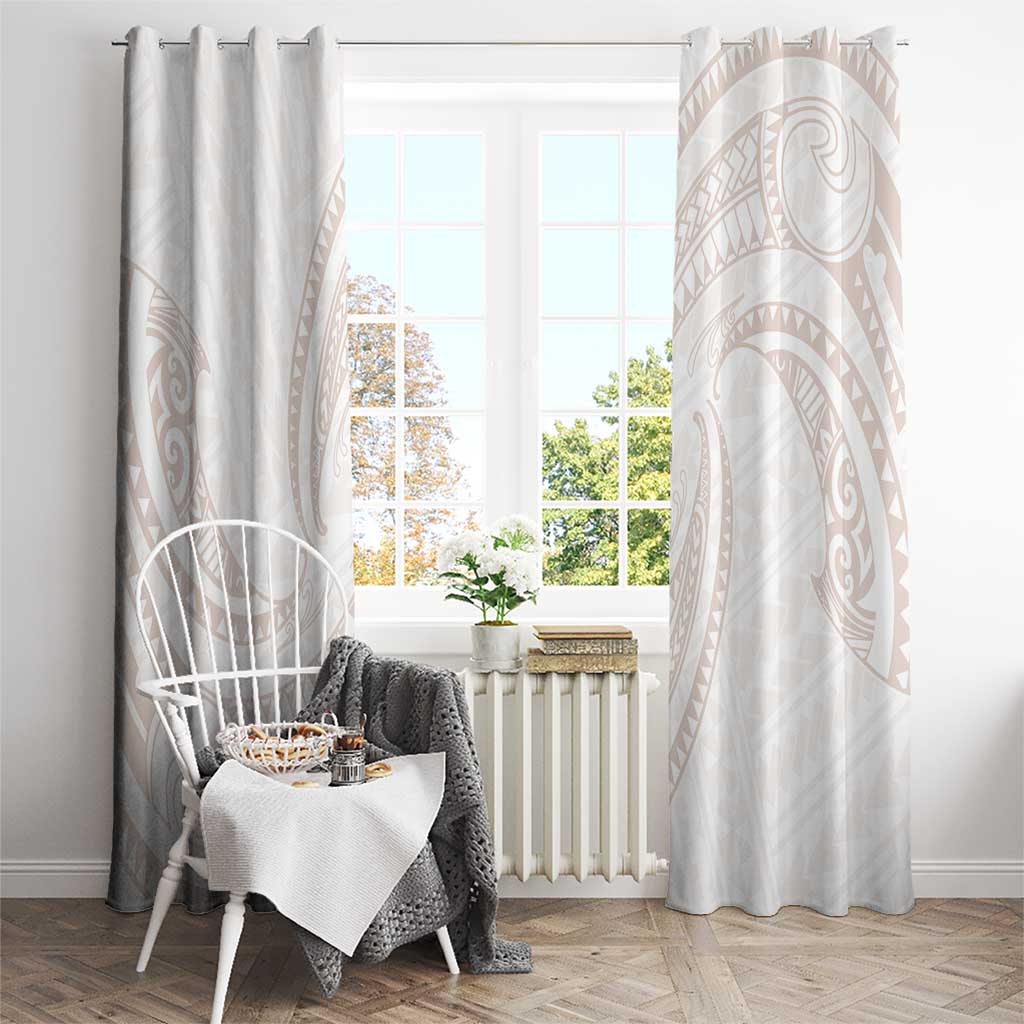 White Sunday Lotu Tamaiti Window Curtain Polynesian Wave Pastel Nude - Polynesian Pride