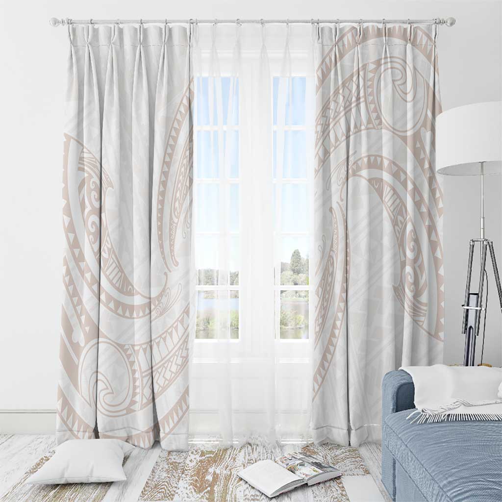 White Sunday Lotu Tamaiti Window Curtain Polynesian Wave Pastel Nude - Polynesian Pride