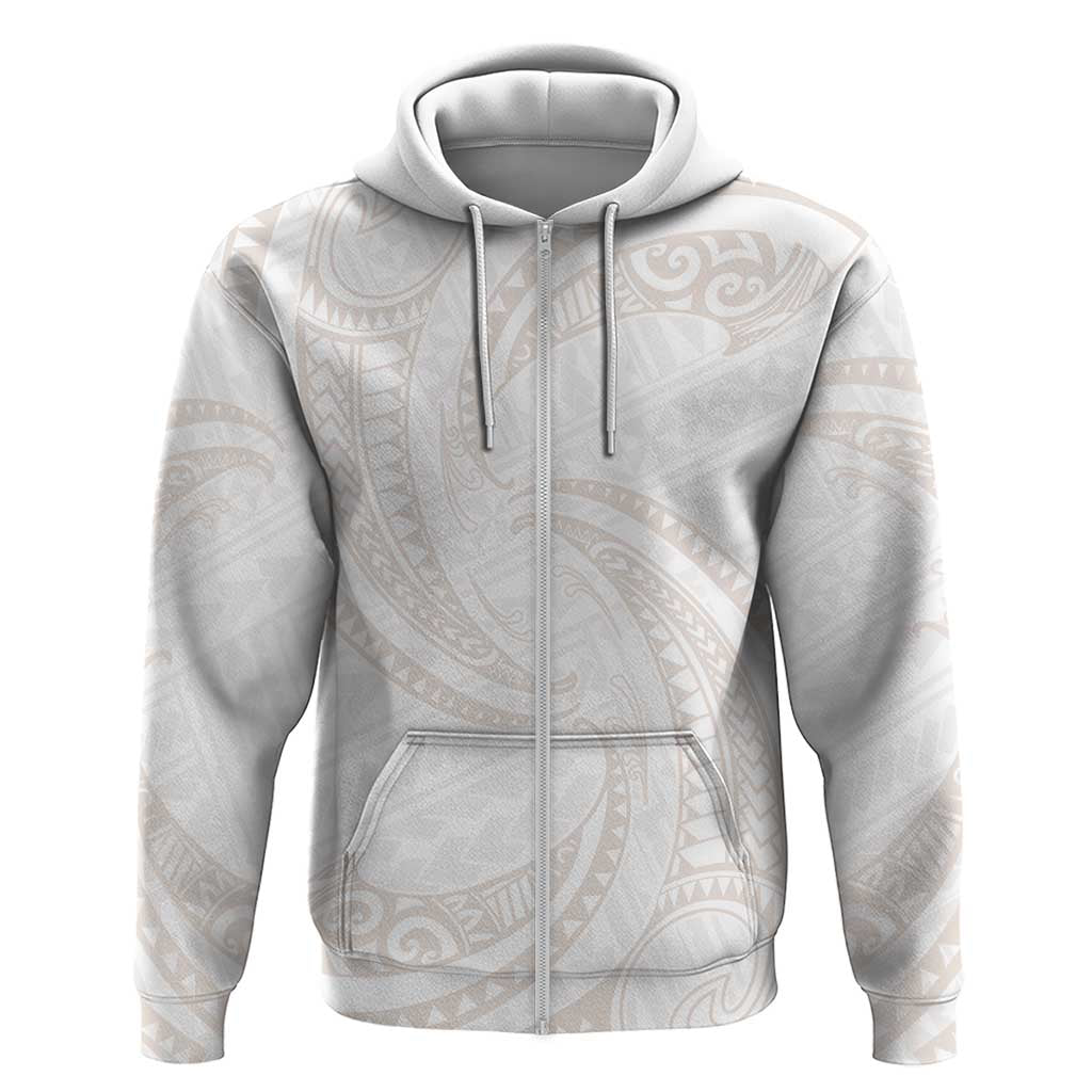 White Sunday Lotu Tamaiti Zip Hoodie Polynesian Wave Pastel Nude - Polynesian Pride