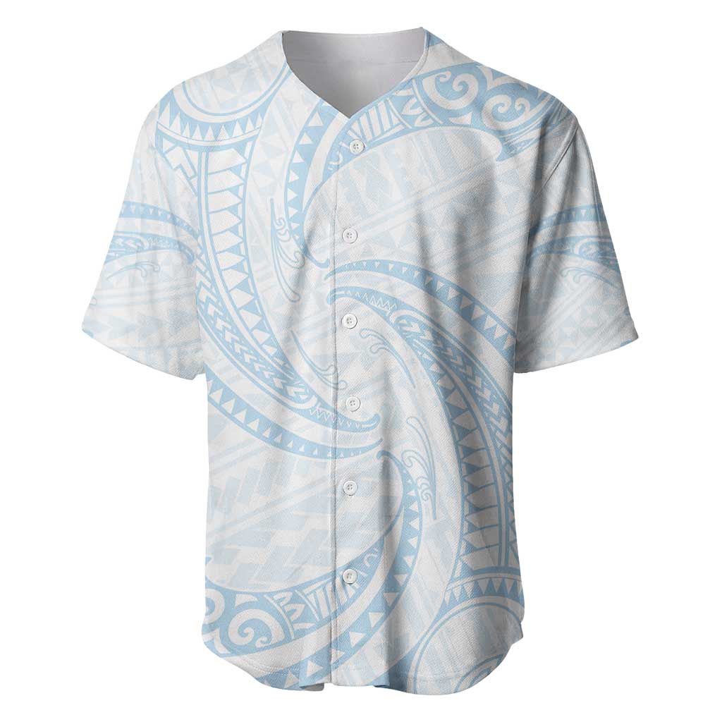 White Sunday Lotu Tamaiti Baseball Jersey Polynesian Wave Pastel Sky Blue LT9 Blue - Polynesian Pride
