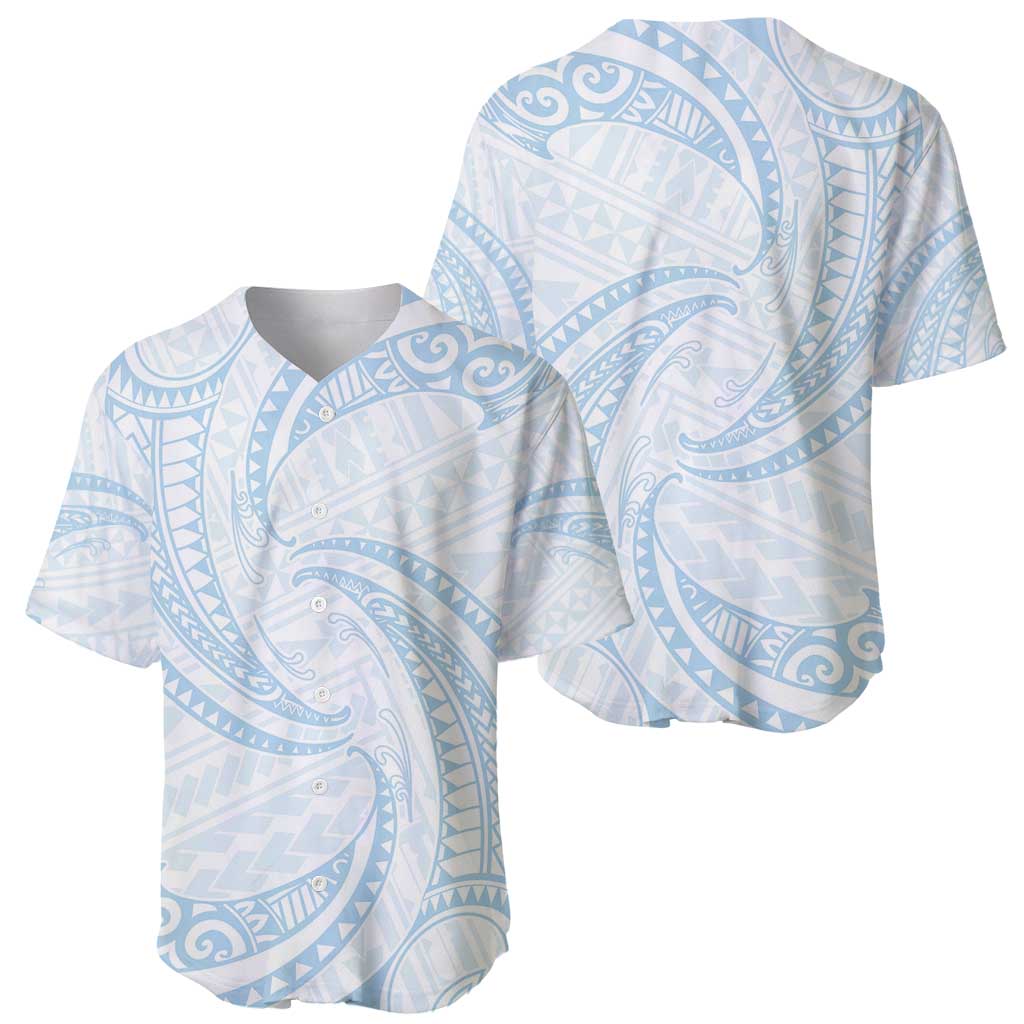 White Sunday Lotu Tamaiti Baseball Jersey Polynesian Wave Pastel Sky Blue LT9 - Polynesian Pride