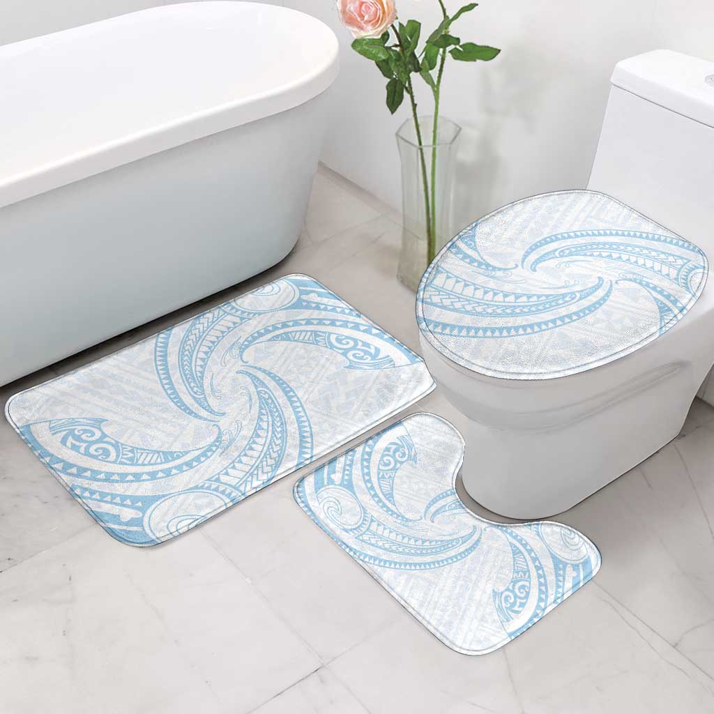 White Sunday Lotu Tamaiti Bathroom Set Polynesian Wave Pastel Sky Blue - Polynesian Pride