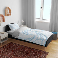 White Sunday Lotu Tamaiti Bedding Set Polynesian Wave Pastel Sky Blue - Polynesian Pride