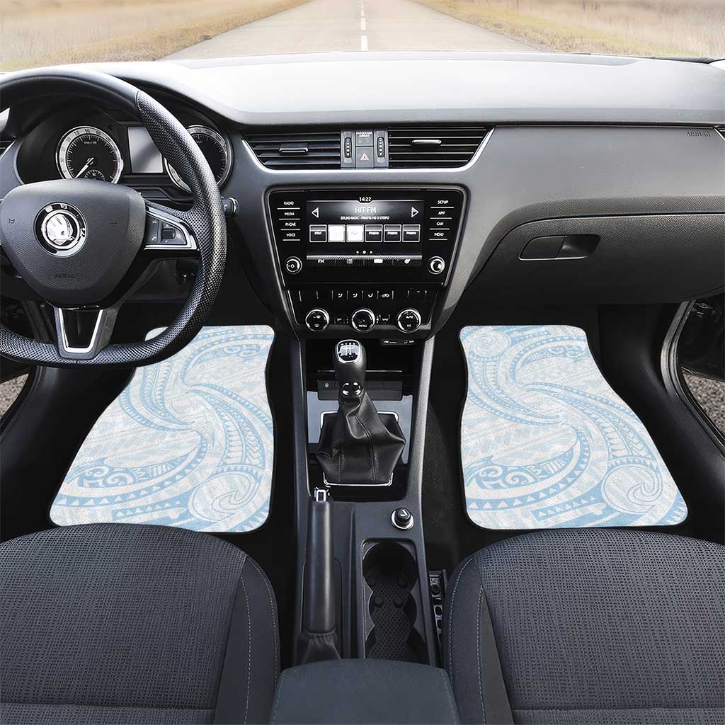 White Sunday Lotu Tamaiti Car Mats Polynesian Wave Pastel Sky Blue - Polynesian Pride