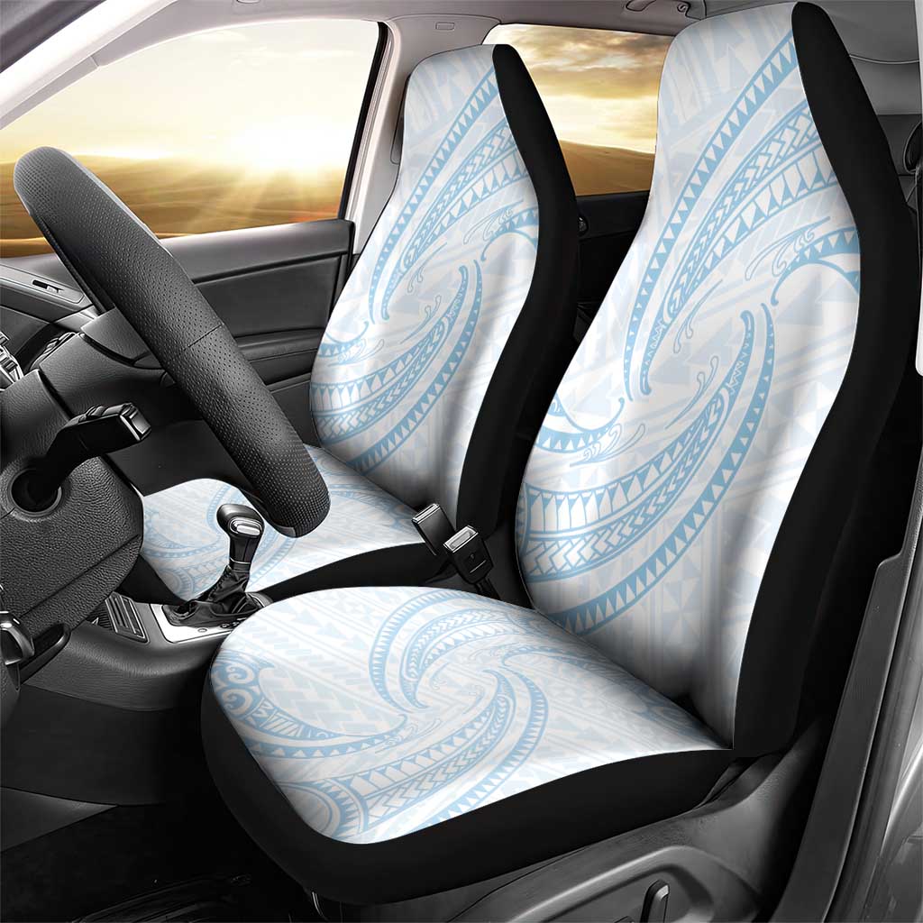 White Sunday Lotu Tamaiti Car Seat Cover Polynesian Wave Pastel Sky Blue LT9 - Polynesian Pride