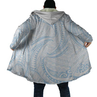 White Sunday Lotu Tamaiti Cloak Polynesian Wave Pastel Sky Blue - Polynesian Pride