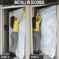 White Sunday Lotu Tamaiti Door Cover Polynesian Wave Pastel Sky Blue - Polynesian Pride