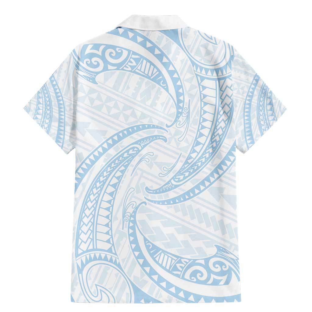 White Sunday Lotu Tamaiti Family Matching Mermaid Dress and Hawaiian Shirt Polynesian Wave Pastel Sky Blue LT9 - Polynesian Pride
