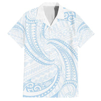 White Sunday Lotu Tamaiti Family Matching Summer Maxi Dress and Hawaiian Shirt Polynesian Wave Pastel Sky Blue LT9 Dad's Shirt - Short Sleeve Blue - Polynesian Pride