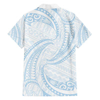 White Sunday Lotu Tamaiti Family Matching Tank Maxi Dress and Hawaiian Shirt Polynesian Wave Pastel Sky Blue LT9 - Polynesian Pride
