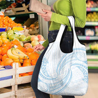 White Sunday Lotu Tamaiti Grocery Bag Polynesian Wave Pastel Sky Blue - Polynesian Pride