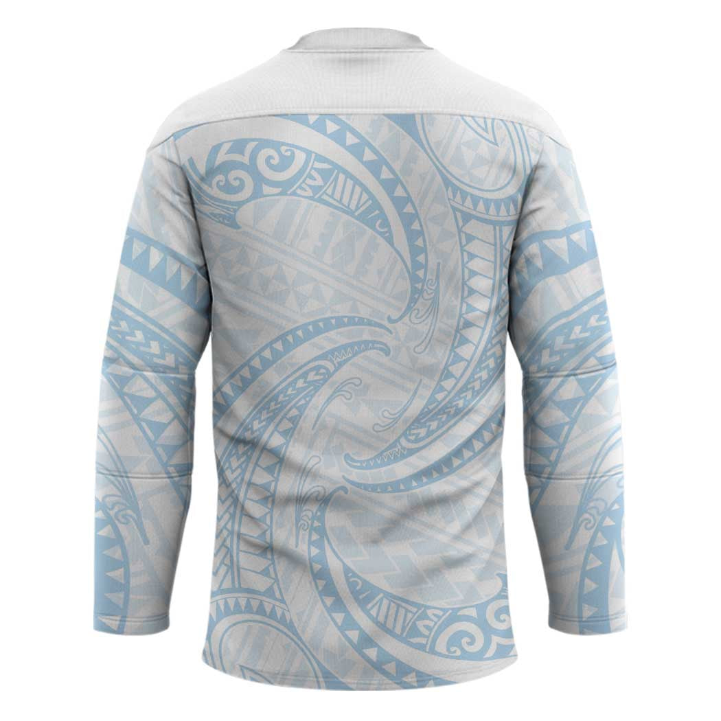White Sunday Lotu Tamaiti Hockey Jersey Polynesian Wave Pastel Sky Blue - Polynesian Pride