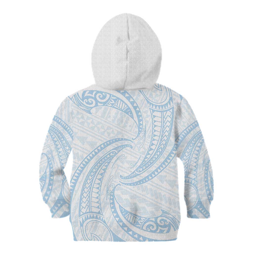 White Sunday Lotu Tamaiti Kid Hoodie Polynesian Wave Pastel Sky Blue LT9 - Polynesian Pride