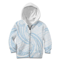 White Sunday Lotu Tamaiti Kid Hoodie Polynesian Wave Pastel Sky Blue LT9 Zip Hoodie Blue - Polynesian Pride