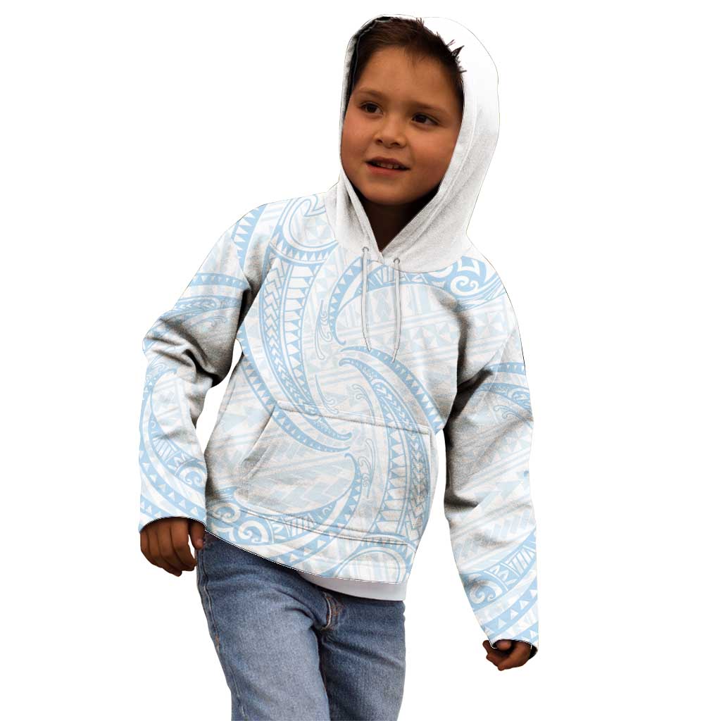 White Sunday Lotu Tamaiti Kid Hoodie Polynesian Wave Pastel Sky Blue LT9 - Polynesian Pride