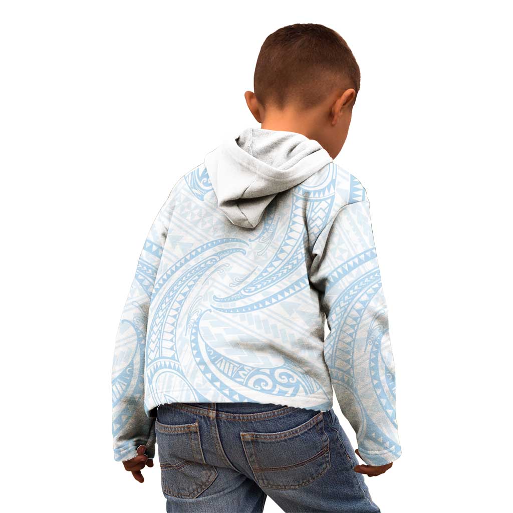 White Sunday Lotu Tamaiti Kid Hoodie Polynesian Wave Pastel Sky Blue LT9 - Polynesian Pride