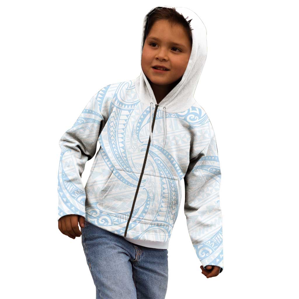 White Sunday Lotu Tamaiti Kid Hoodie Polynesian Wave Pastel Sky Blue LT9 - Polynesian Pride